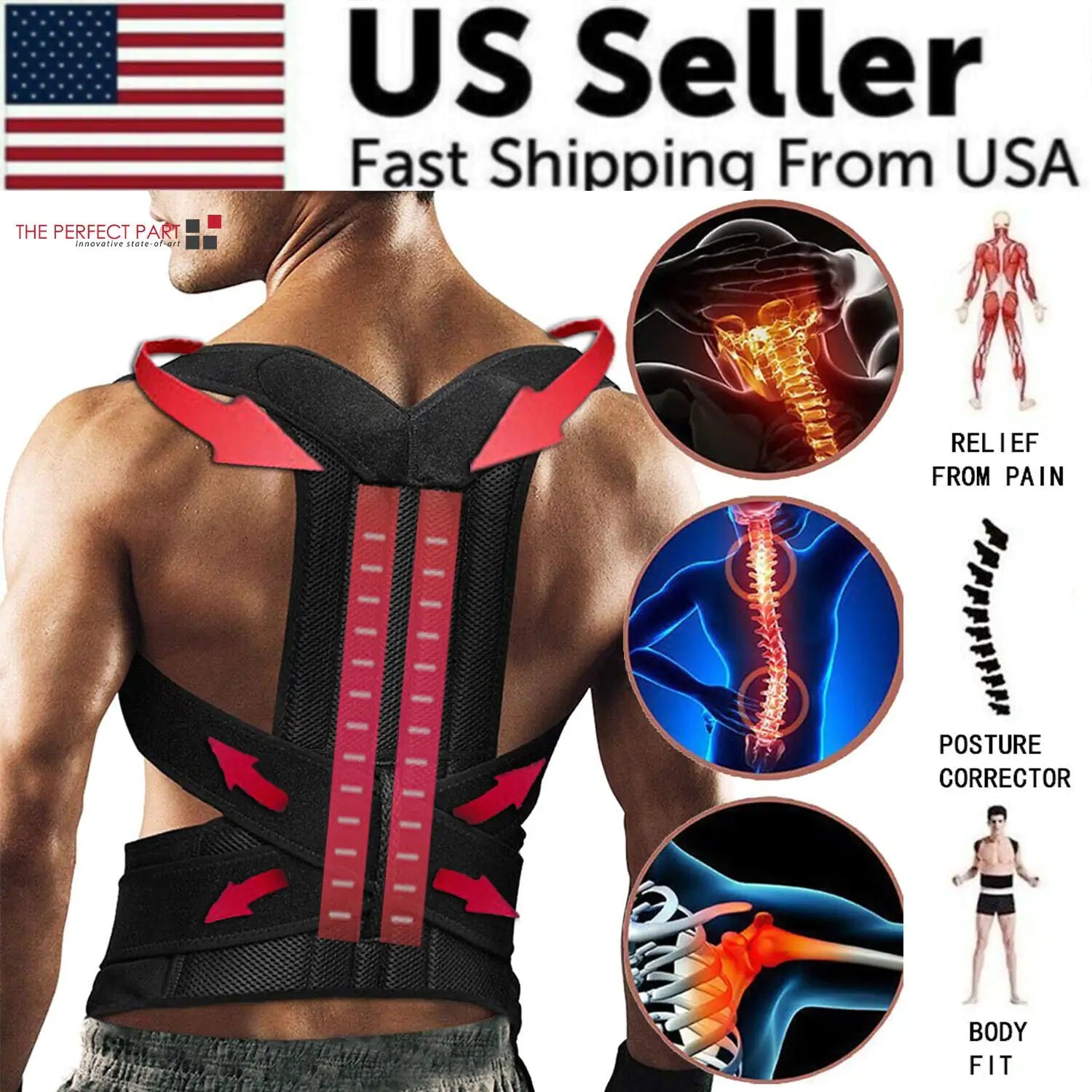 TrueVibe Adjustable Posture Corrector – Back & Shoulder Support Brace (Ships from USA in 4 Days)
